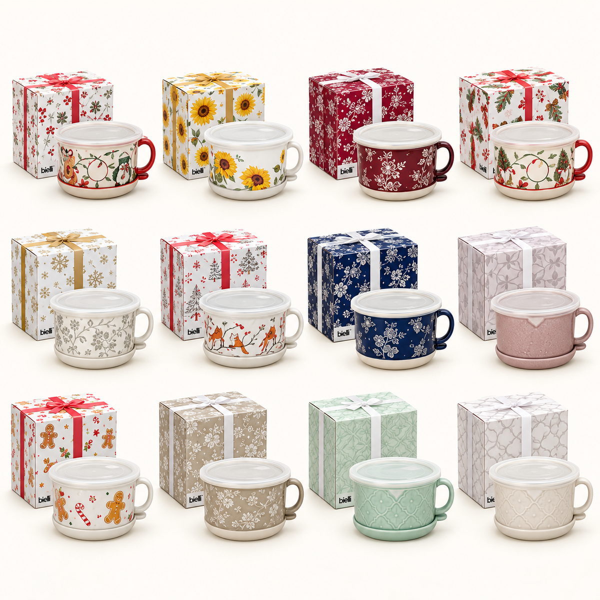 Bielli Mugs w/ Lid-its & Gift Boxes